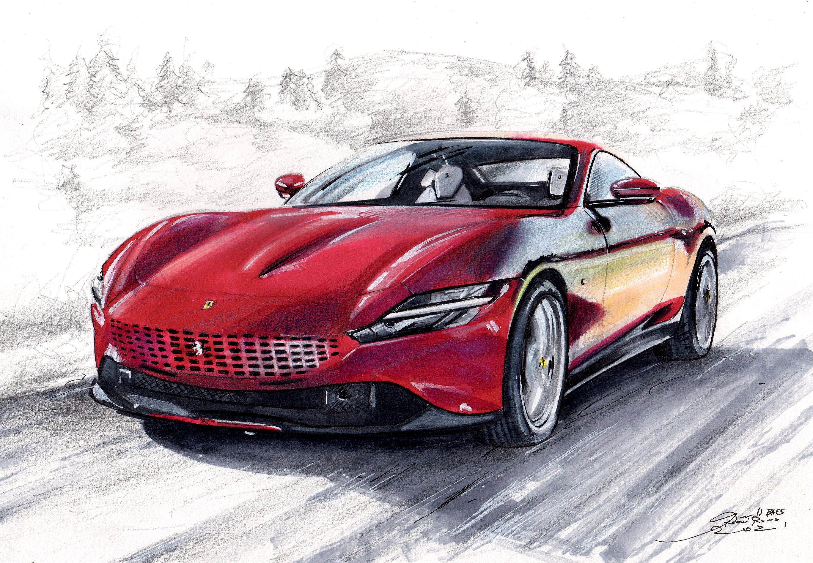 dessin-ferrari-roma-2